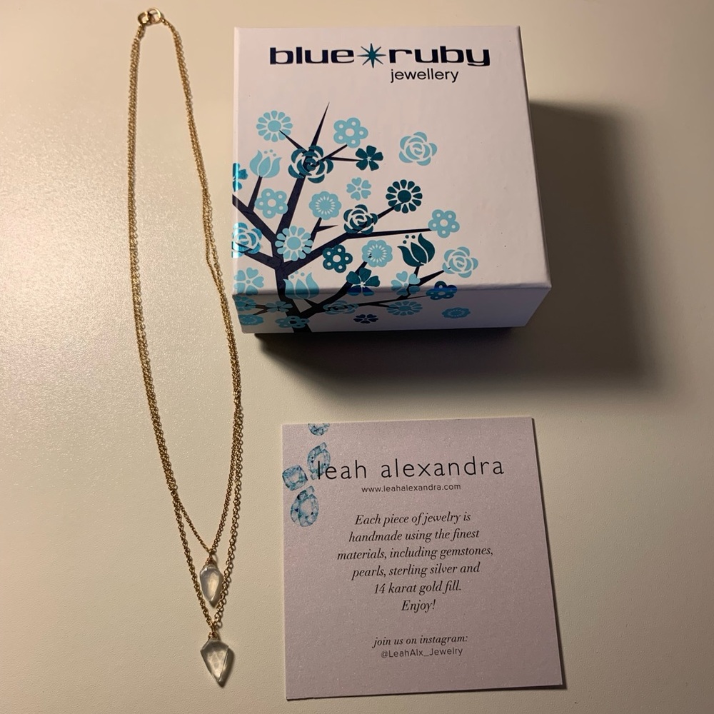 Double Chain 14K Gold Fill Necklace with Gemstone Pendants